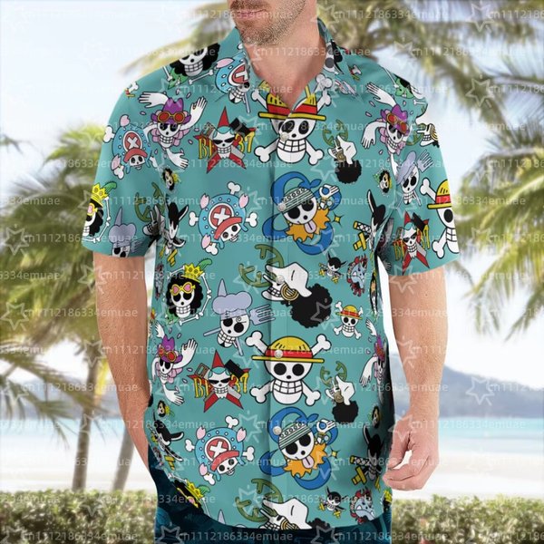 2026 Sommer One Piece Strawhats Jolly Roger Hawaii-Hemden Schnell Trocknende Sommer-T-Shirts für Herren Kinderkleidung T-Shirt Y2k Damen