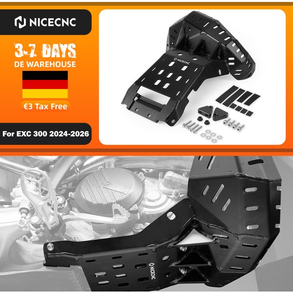 NICECNC 2024-2026 Unterfahrschutz mit Rohrschutz für KTM EXC 300 EXC 250 XCW 300, Husqvarna TE 300 TE 250 TX 300, GasGas EC 300 EC 250