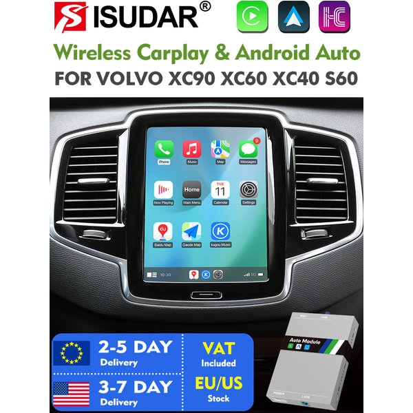 ISUDAR Drahtlose Carplay Für Volvo XC90/XC60/XC40/S90/S60 Vollbild Carplay AI Upgrade Adapter USB Android Auto Hicar