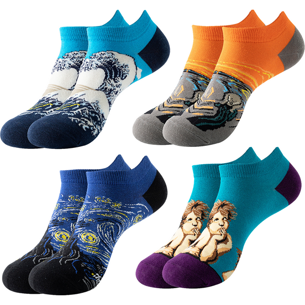 1 Pair Personality Art Funny Women Socks World Classic Retro Famous Painting Van Gogh Ankle Sox Street Sport Skateboard Midea