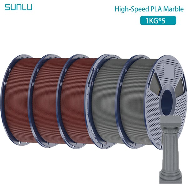 SUNLU Hochgeschwindigkeits-PLA-Marmorfilament, 5 kg, 1,75 mm, 1 kg Spule (2,2 lbs), Hochgeschwindigkeitsdruckfilament, passend für die meisten FDM-Drucker aus der EU, USA und Großbritannien
