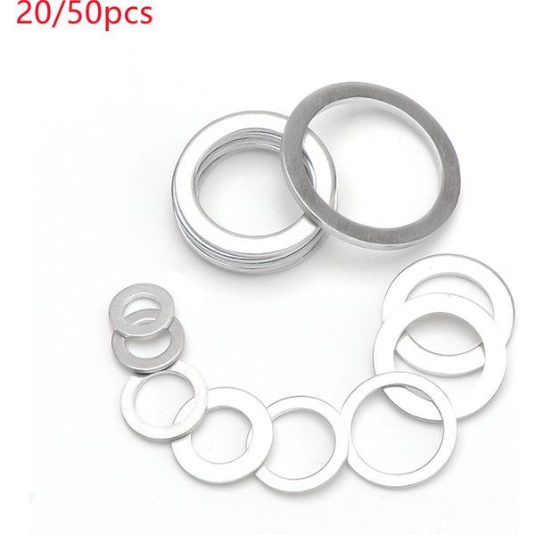 Rondelle de joint plate en aluminium, bagues d'étanchéité, jeu d'écrous et de boulons, bague d'étanchéité M4 M5 M6 M8 M10 M12 M14 M16 M18 M20 M22 M24 M26, 10/20/50 pièces