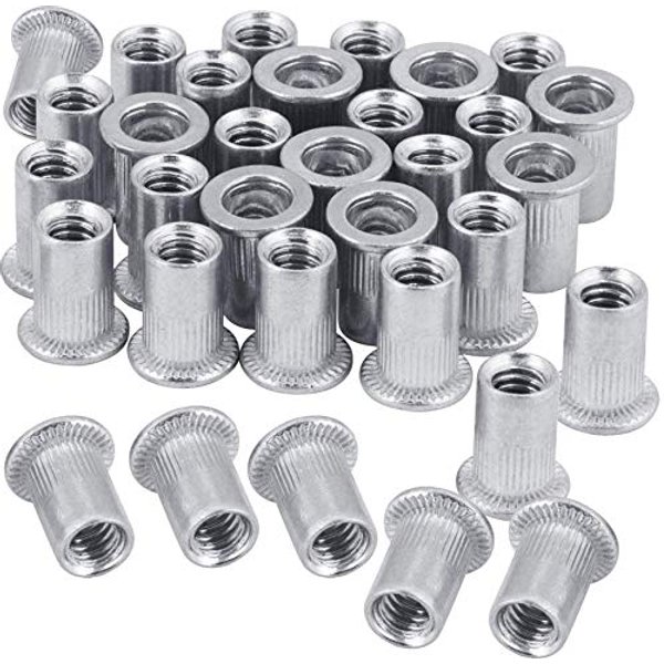 10 pièces M3 M4 M5 M6 M8 M10 M12 écrou à rivets en aluminium filetage à tête plate insérer écrou à rivets jeu d'écrou