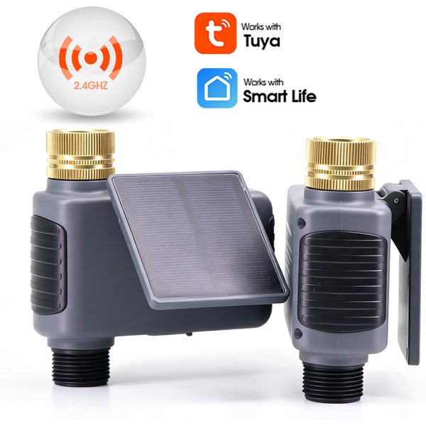 Minuteur solaire intelligent Tuya Wifi BSP/NPT pour jardin extérieur, contrôleur d'irrigation programmable, contrôle à distance par application, système d'arrosage automatique