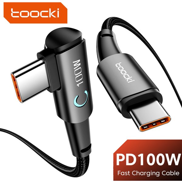 Toocki 100W USB C À USB C Câble 90 Degrés Pour iPad MacBook Pro Xiaomi Samsung Huawei Charge Rapide Type C Date cordon