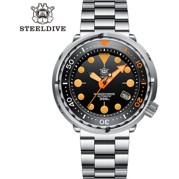 STEELDIVE – montre de plongée automatique pour hommes, nouvelle collection, lunette en céramique bicolore, Orange lumineuse, acier inoxydable, 47.5MM, NH35, SD1975V