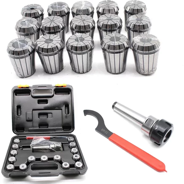 9-teiliges 15-teiliges Federspannzangen-Set MT3 ER32 M12 Spannzangenfutter-Set Drehfutter-Werkzeug für CNC-Fräsgravur