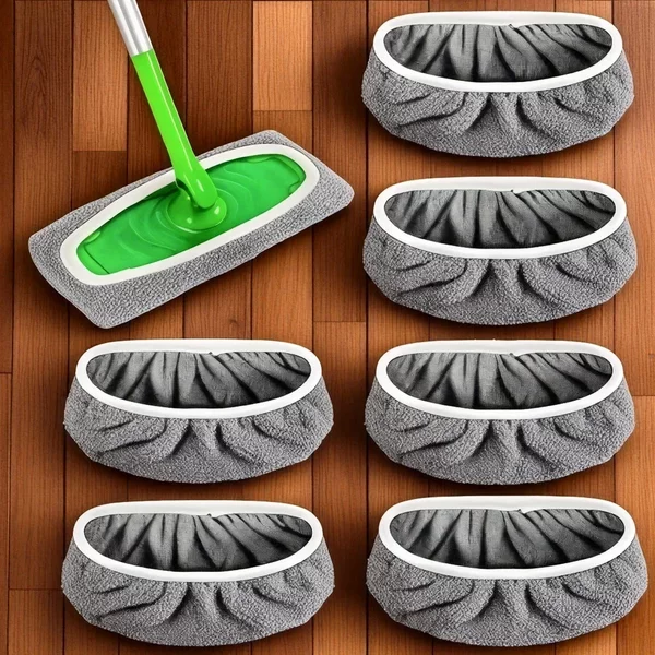 4 tampons de vadrouille réutilisables à haute absorption d'eau et tampons de nettoyage en fibres ultra-fines qui peuvent se adherent fermement à la plupart des vadrouilles standard.