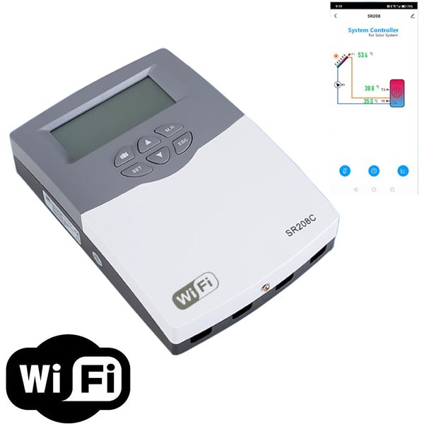 Contrôleur de chauffe-eau solaire SR208C, application Wi-Fi pour système solaire, réservoir de charge, collecteur de Tube de chauffage, arrêt de refroidissement