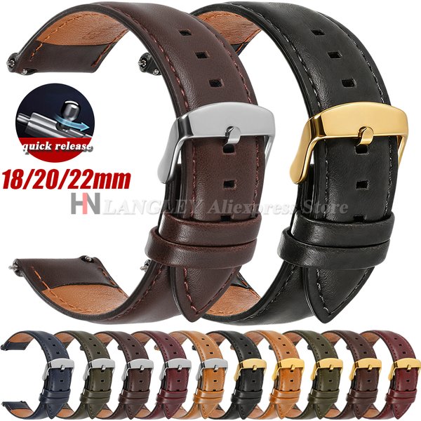 Szybkozłączny pasek do zegarka z prawdziwej skóry bydlęcej 18mm 20mm 22mm do DW do Omega czarny brązowy czerwony z klamrą na szpilkę akcesorium do zegarka