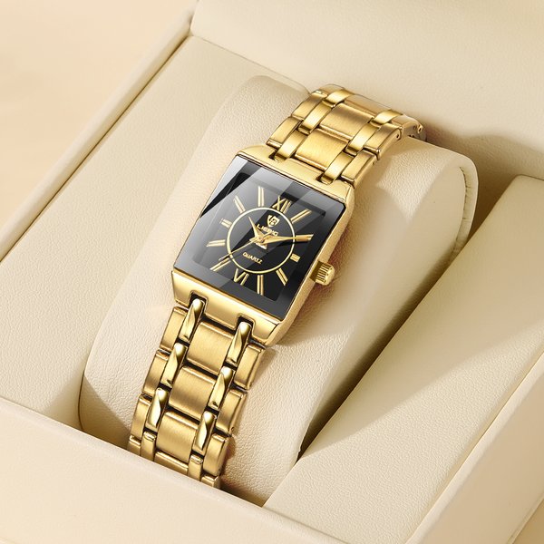 LIEBIG Luxus Quarz Armbanduhren Für Frauen Männer Business Uhr Einfache Design Schwarz Gold Edelstahl Wasserdichte Quarzuhr