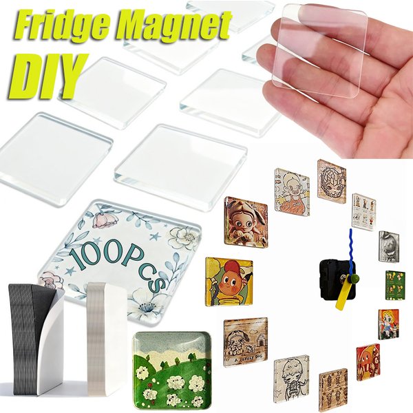 50-100 Kits DIY Magnétiques pour Réfrigérateur avec Aimants Adhésifs en Acrylique Transparent – Décoration Créative pour la Maison et Cadeau