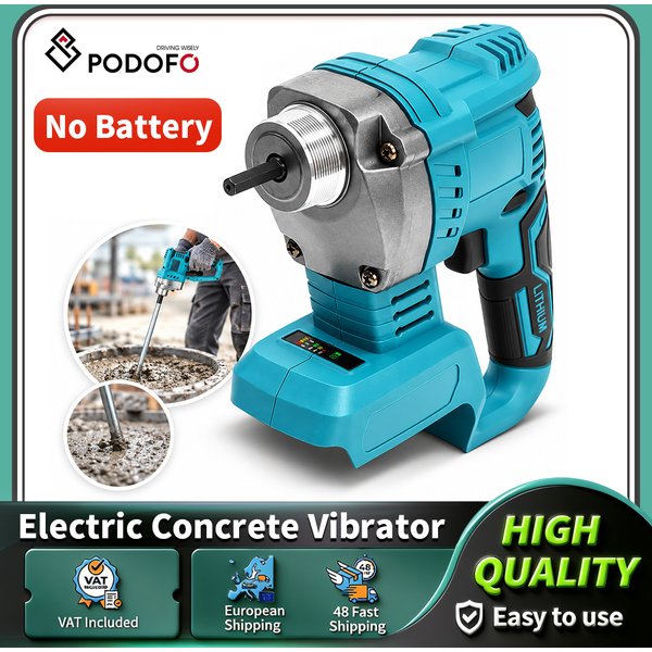 Podofo 1000W 3600rpm Handgehaltenes Beton-Vibrationswerkzeug, kabelloser elektrischer Bohrhammer, 8600 U/min, wiederaufladbarer Bohrhammer, Elektrowerkzeug, ohne Akku