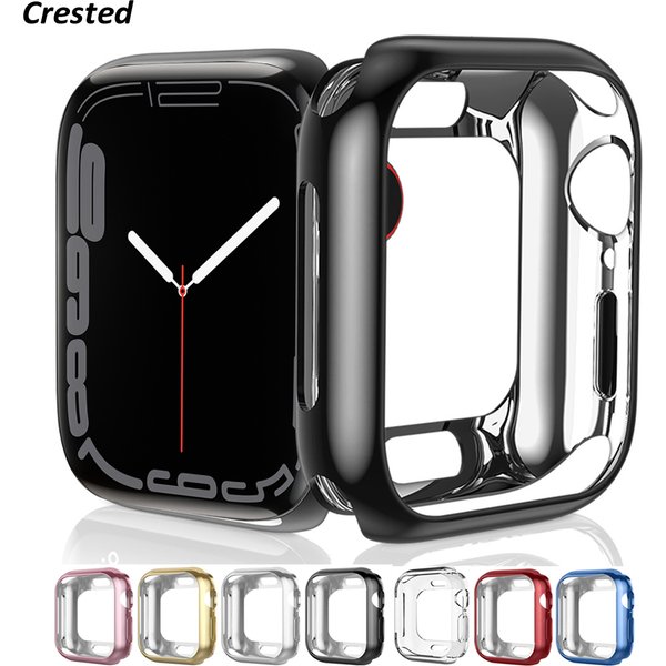 Case for Apple Watch series 7 45mm 41mm 44mm 40mm 42mm 38mm Accessories Soft Plated TPU Bumper Protector Cover iWatch 3 4 5 6 SE