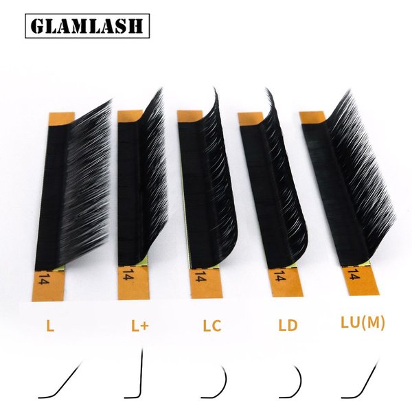 GLAMLASH L/L+/LC/LD/LU(M)/N Curl 16 Reihen Falsche Wimpernverlängerungen Nerz Schwarz Material 7-15 mm Gemischte Tablett L Curl Make-up-Wimpern
