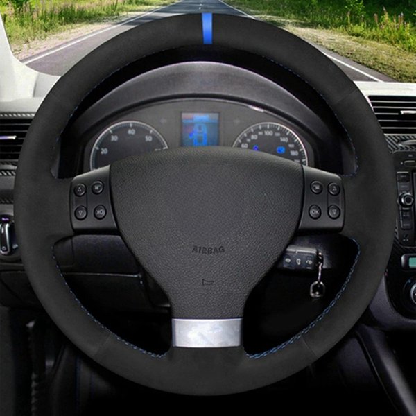 Auto lenkrad abdeckung Echt leder Wildleder für Volkswagen Golf 5 mk5 vw passat b6 jetta 5 mk5 tiguan 2014-2018 Zubehör