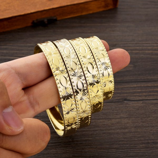 50MM/55MM/65MM/70MM Dubai Wedding 9k Color Bangle For Women Ethiopian Jewelry Bangles Bracelets Girl Birthday Jewelry Gifts #137