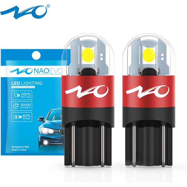 NAO T10 LED W5W ampoule LED 3030 SMD 168 194 5W5 accessoires de voiture feux de dégagement lampe de lecture Auto 12V 6000K blanc ambre rouge moteur
