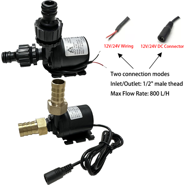 Pompe de surpression Submersible, haute tension, Super silencieuse, solaire, DC 24V, ascenseur 5M, 800L/H, moteur sans balais, Joint rapide, 12v