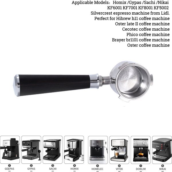 51 mm bodenloser Kaffee-Siebträger mit 1 2 4 Tassen Korb für Homix Hibrew h11 Oster Cecotec Phico Brayer br1101 Kaffeemaschine
