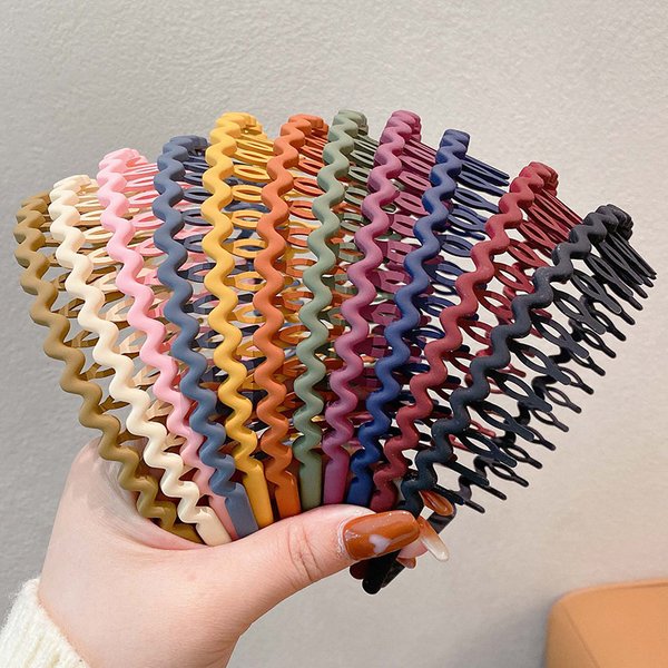 Elegante einfarbige Wellen-Haarbänder für Frauen, trendige gezahnte, rutschfeste Haarkämme, Haarschmuck, Mädchen-Gesichtswäsche, Sport-Stirnbänder