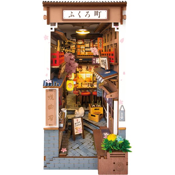 Robtiendra me-Puzzle en bois 3D Rolife Sakura Wine Alley, design de style japonais, kit de coins de livre pour la maison familiale, décoration d'étagère, bricolage