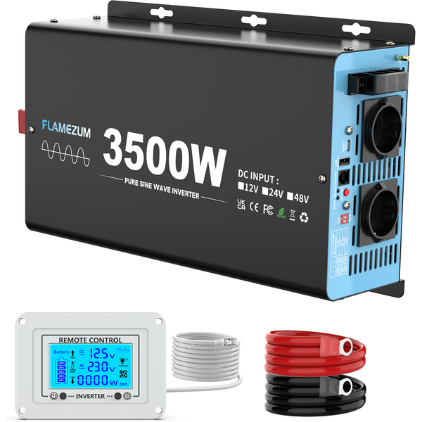3500 W kontinuierliche Leistung reiner Sinus-Wechselrichter Spitzenleistung 7000 W DC 12 V zu AC 230 V 50 Hz EU-Buchse LCD-Auto-Voltmeter-Konverter