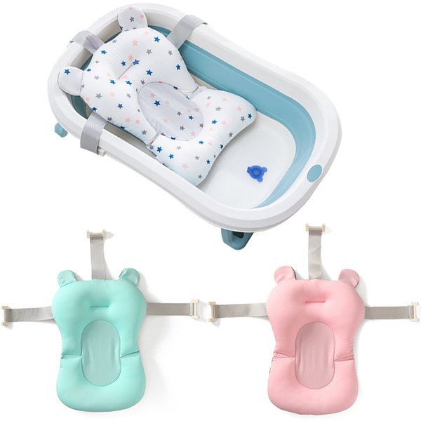 Baby Bath Seat Support Mat Foldable Bath Tub Pad & Chair Newborn Bathtub Pillow Infant Anti-Slip Soft Comfort Body Cushion