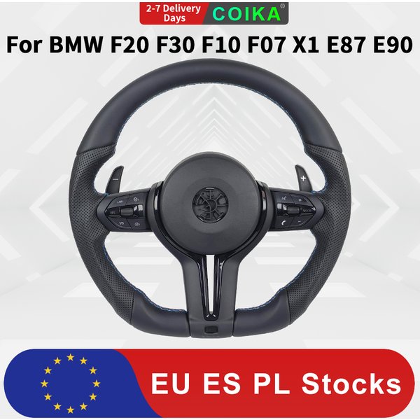 Geeignet für BMW F30 F20 F48 M3 F80 F25 E90 E87 X5 E70 E84 F01 F10 M5 F91 F06 Sportlenkrad-Upgrade-Baugruppe aus schwarzem perforiertem Leder, Autozubehör