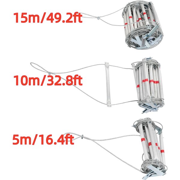 5 m/10 m/15 m Seilleiter, verlängerter Draht, Fluchtleiter, Seil, Rettungsleiter, Stahl, Aluminiumlegierung, sicheres Klettern, Outdoor-Training, 200 kg