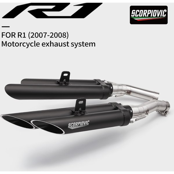 Slip für R1 YZF-R1 2007–2008 Motorradauspuff Escape Moto Schalldämpfer mit DB Killer Mid Link Rohr