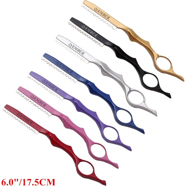 17,5 cm 1 Stücke Ausdünnung Rasierer Mit Klinge Luftfahrt Aluminium Professionelle Barber Rasierklingen Haar Rasierer Haarschneider Messer C6100 #