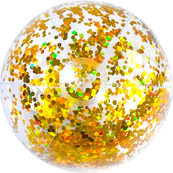 40 cm/16 Zoll Strandball, transparenter aufblasbarer Schwimmbad-Spielzeugball mit wunderschönen Konfetti-Pailletten für Sommerparty, Wasserpark
