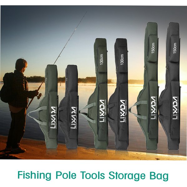 Portable Fishing Bag Folding Fishing Rod Reel Bag Fishing Pole Gear Tackle Tool Carry Case Organizer Carrier Travel Storage Bag