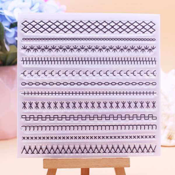 Alinacutle timbres clairs rayures bord de bordure carte de bricolage Scrapbooking papier artisanat caoutchouc Transparent silicone timbres