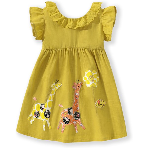 Little maven Summer Girls Dresses Animal Giraffe Baby Girls Party Dress Kids Elegant for Fancy Dress for Girls Beach Dresses