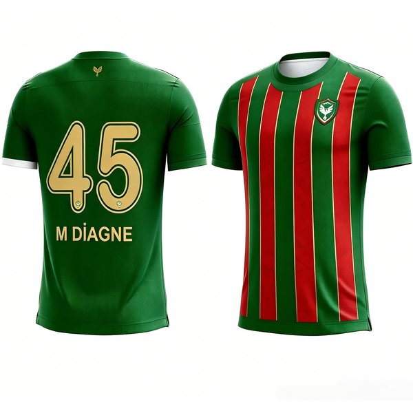 Amedspor Diagnose # 45 Heim-Fußballtrikot für Herren, kurzärmeliges Fußballshirt, Fan-Match-Trainings-Sportoberteil, passende Oberteile für die Familie