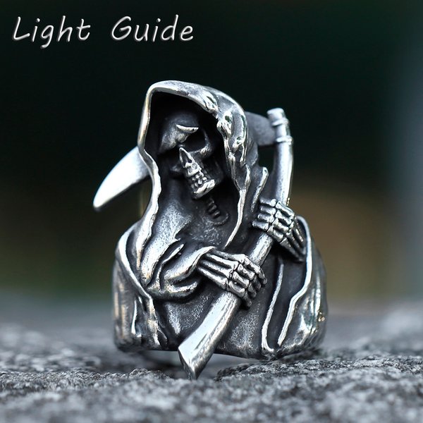 Nouvelle bague pour homme en acier inoxydable 316L, motif Calvarium et crâne, style gothique, motard, punk, bijou de moto, idéale pour cadeaux, livraison gratuite