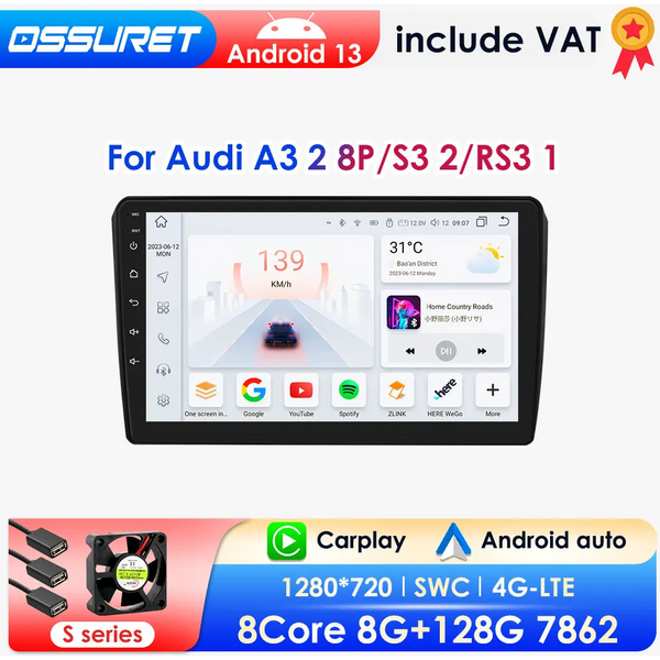 2din android13 Autoradio für Audi A3 2 8p s3 2 rs3 1 2013-2016 Auto Multimedia Player Autoradio Navi Wireless Carplay 2006 Kamera