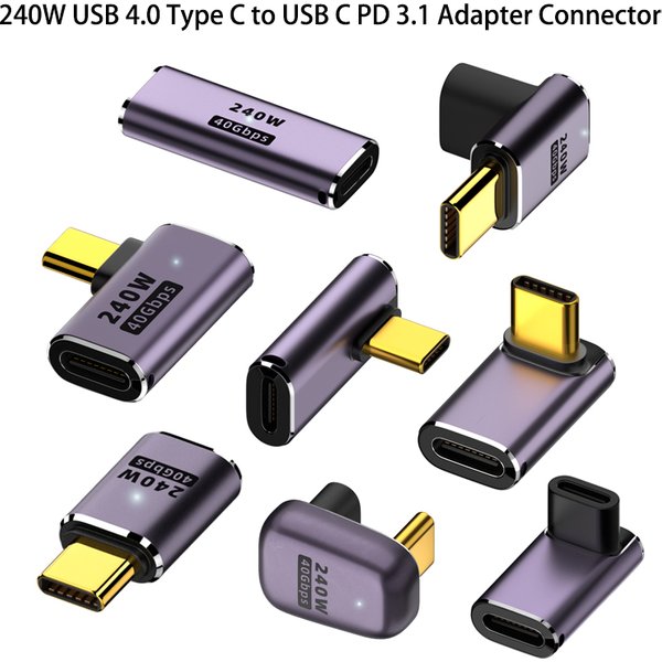 Adaptateur USB 4.0 40Gbps Type C vers USB C PD3.1, connecteur 240W 8K @ 60Hz, convertisseur de charge rapide pour MacPlePro MPS5 Nintendo Switch