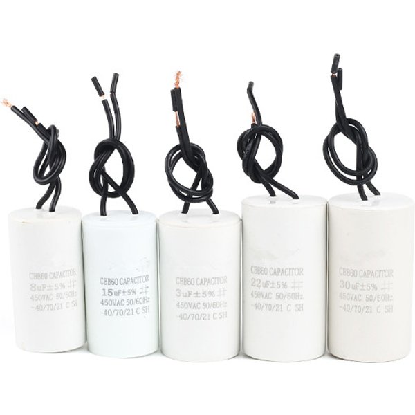 Condensateur CBB60 450V AC 3UF 4UF 5UF 6UF 8UF 10UF 12UF 15UF 18UF 20UF 25UF 30UF 35UF 40UF 45UF 50UF 60UF 5% condensateurs de pompe à moteur