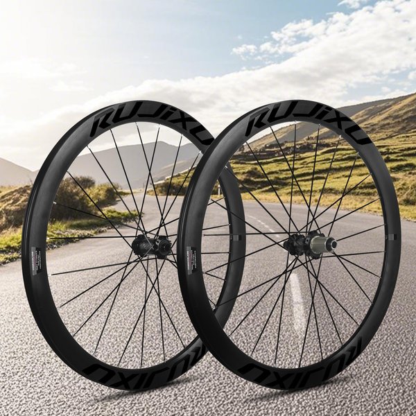 Jeu de roues de VTT Gravel Rujixu Deep 45mm 700c / 29 pouces, moyeu en fibre de carbone, frein à disque, roue en aluminium