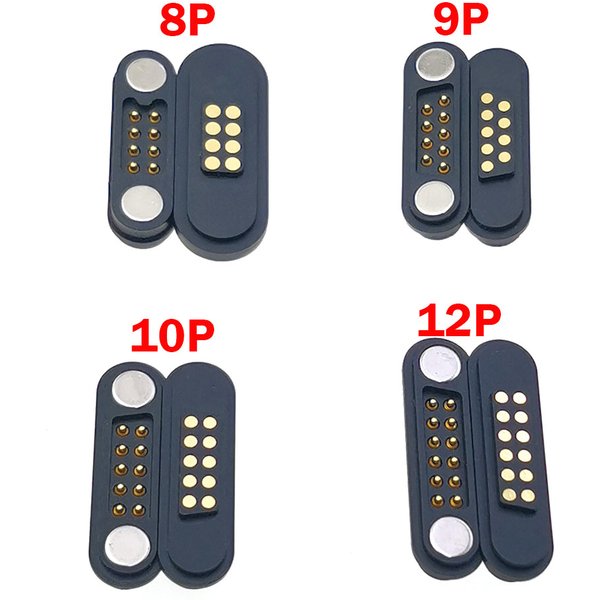 1 stücke DC 12V 3A/1A Magnetische Pogo Pin Stecker 8P 9P 10P 12Pin Männlich Weiblich gefederte DC Power Lade Buchse