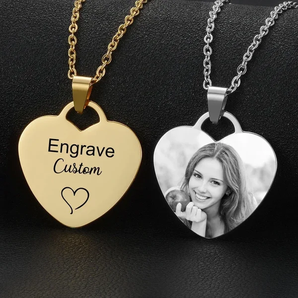 Benutzerdefinierte Foto-Halskette für Frauen, personalisierter Edelstahl, gravierter Name, Liebe, Halskette, Anhänger, Schmuck, Geschenk