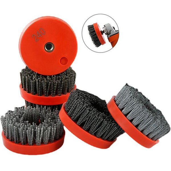 Brosse à gobelets en nylon à fil convertible, 4 ", 110mm, 1PC, pierre, marbre, granit, métal, bois, livres de polissage, brosse d'antiquité