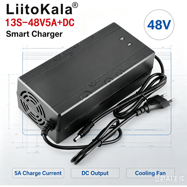 LiitoKala 48V 5A Charger 13S 18650 Battery Pack Charger 54.6V 5A Constant Current Constant Pressure Is Full Of Self-Stop