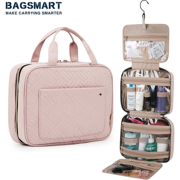 BAGSMART bolsos de maquillaje Sac de rangement de voyage,organisateur de voyage, sac de toilette suspendu pour hommes salle de bains, grande boîte de rangement Portable,étui à cosmétiques étanche pour
