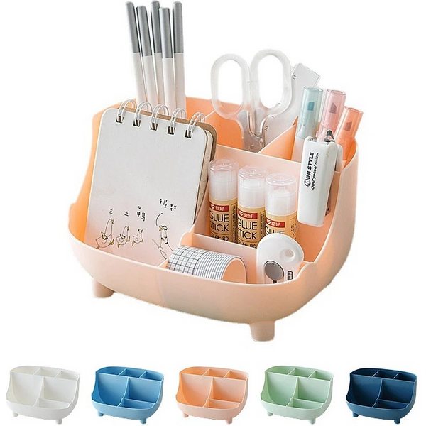 Organisateur de bureau créatif à 6 ceintures, porte-stylo multifonctionnel, support de rangement pour crayons de maquillage, boîte de papeterie scolaire et de bureau