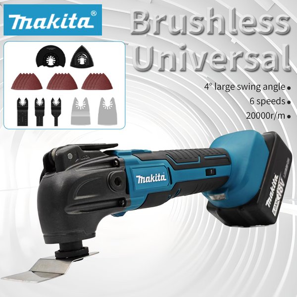 MAKITA 18V Narzędzie Oscylacyjne z Szybkim Montażem, 6 Prędkości, Bezprzewodowe, Wielofunkcyjne Narzędzie Wibracyjne, Renowator, Elektryczna Frezarka/Łopata