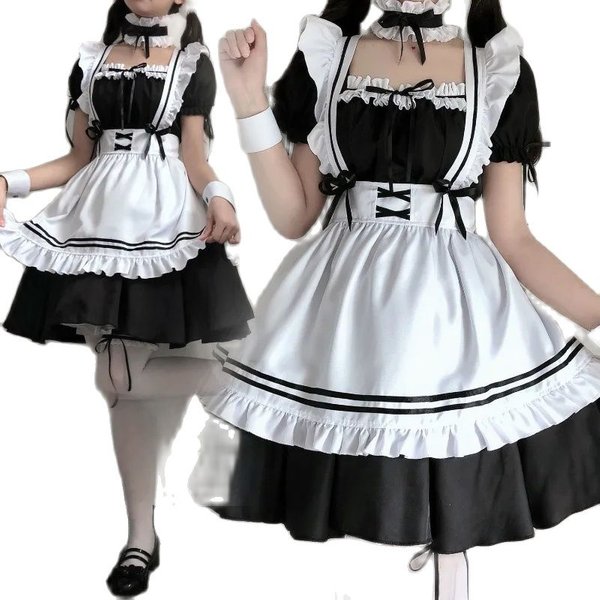 Erwachsene Anime schwarz niedlich Lolita Dienst mädchen Kostüme Mädchen Frauen schöne Dienst mädchen Cosplay Kostüm Animation zeigen japanische Outfit Kleid Kleidung